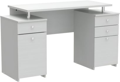 51" White Computer Desk With Five Drawers