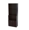 63" Espresso Solid Wood Three Tier Bookcase