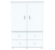 47" White Melamine Mirrored Four Drawer Combo Dresser