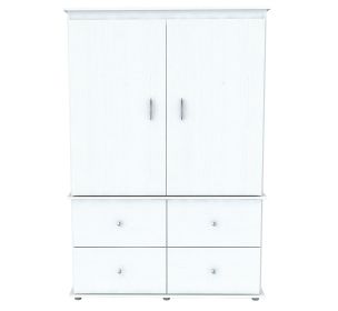 47" White Melamine Mirrored Four Drawer Combo Dresser