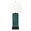 13 X 15 X 30.75 Black Metal With Teal Brick Pattern - Table Lamp