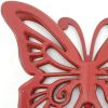 23" X 19" X 4" Red Rustic Butterfly Wooden  Wall Decor