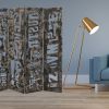 60" X 71" Brown Distressed Wooden  Screen