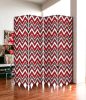 84" X 84" Red And Gray Wood Canvas Screen