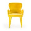 Yellow Upholstered Fabric Dining Arm Chair