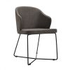 Set of Two Gray And Black Upholstered Fabric Dining Side Chairs