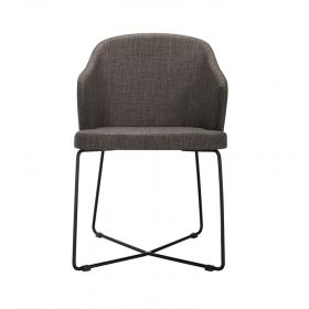 Set of Two Gray And Black Upholstered Fabric Dining Side Chairs