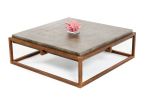 15" Concrete And Metal Coffee Table