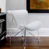 28" White And Silver Polyester Butterfly Chair