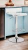 " Clear And Silver Stainless Steel Low Back Counter Height Bar Chair