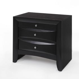 25" Dark Brown Three Drawer Nightstand