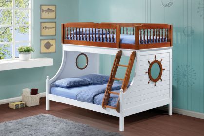 80" X 58" X 69" Twin Over Full Oak And White Bunk Bed