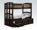 80" X 41" X 71" Espresso Twin Over Twin Bunk Bed And Trundle With 3 Drawers