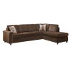 Chocolate Velvet L Shaped Two Piece Sofa and Chaise Sectional