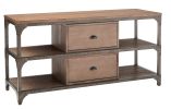 60" X 20" X 30" Weathered Oak And Antique Silver TV Stand