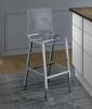 Clear And Silver Metal Counter Height Bar Chair