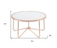 34" X 34" X 18" Frosted Glass And Rose Gold Coffee Table