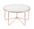 34" X 34" X 18" Frosted Glass And Rose Gold Coffee Table