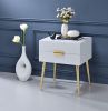 24" Gold And White End Table With Two Drawers