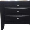 25" Black Three Drawers Nightstand