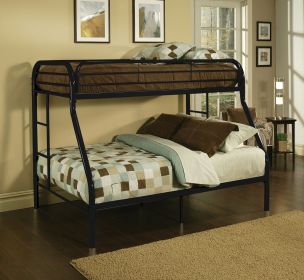 84" X 62" X 65" Twin Xl Over Queen Black Metal Tube Bunk Bed