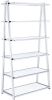 71" White and Silver Metal and Glass Five Tier Ladder Bookcase