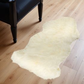 2' X 3'  White Natural New Zealand Sheepskin Wool Area Rug