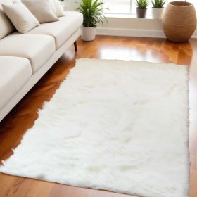 5' X 8' Off White Faux Fur Rectangular Area Rug