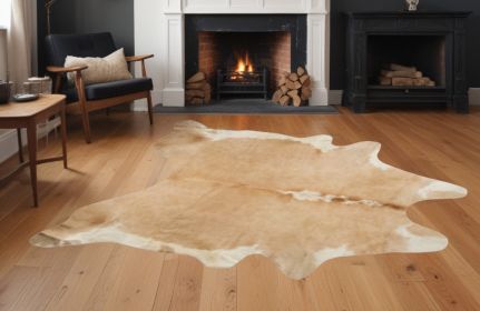 72" X 84" Tan And White Cowhide - Rug