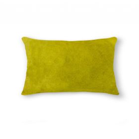 12" X 20" Yellow Cowhide Throw Pillow