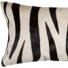 12" X 20" Black and Off White Cowhide Throw Pillow