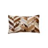 12" X 20" Brown and Off White Chevron Cowhide Throw Pillow