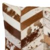 12" X 20" Brown and Off White Chevron Cowhide Throw Pillow