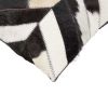 12" X 20" Black and Off White Chevron Cowhide Throw Pillow