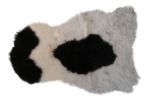 2' x 3' Ivory Black and Gray Spotted Shag Sheepskin Area Rug