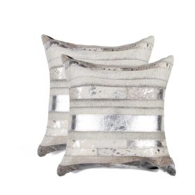 18" X 18" X 5" Silver And Gray  Pillow 2 Pack