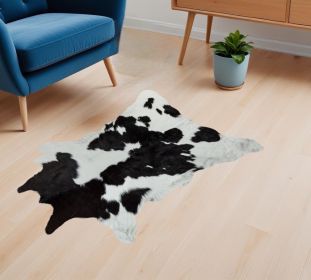 24" X 36" Black And White Calfskin - Area Rug