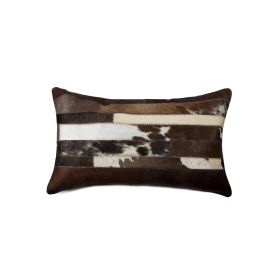 12" X 20" Chocolate Cowhide Throw Pillow