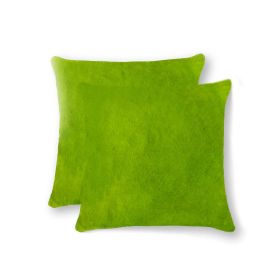 18" X 18" X 5" Lime Cowhide  Pillow 2 Pack