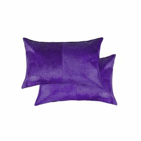 12 X 20 Purple Cowhide Throw Pillow