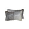 Set of Two 12" X 20" Gray and White Cowhide Throw Pillow