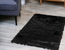 3" X 5" Black Rectangular Faux Fur - Area Rug