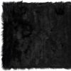 3" X 5" Black Rectangular Faux Fur - Area Rug