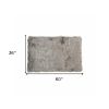 3" X 5" Gray Rectangular Faux Fur - Area Rug