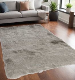 5' X 8' Gray Faux Sheepskin Area Rug