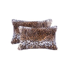 Set of Two 12" X 20" Black and Orange Faux Fur Throw Pillow