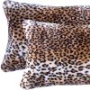 Set of Two 12" X 20" Black and Orange Faux Fur Throw Pillow