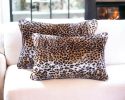 Set of Two 12" X 20" Black and Orange Faux Fur Throw Pillow