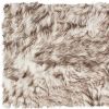 2' x 3' Brown and White Faux Sheepskin Ombre Machine Tufted Non Skid Area Rug