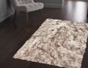 2' x 3' Brown and White Faux Sheepskin Ombre Machine Tufted Non Skid Area Rug